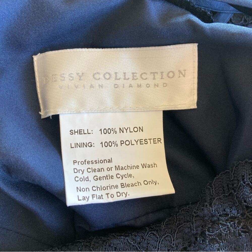 Dessy Collection NWT Halter Cross Back Lace Trumpet Midnight Dress Size 4 - Picture 7 of 9